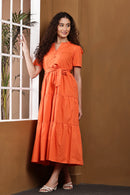 Maeve Rust Orange Tiered Maxi Dress - Side View
