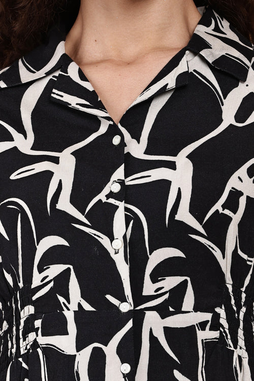 Ink Whisper Abstract Pattern Detail - Black and White Print Design
