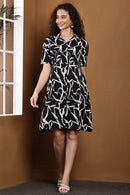 Ink Whisper Black Abstract Print Mini Dress - Front View
