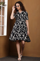 Ink Whisper Black Mini Dress - Full Body View
