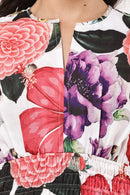 Flora Bloom Floral Pattern Detail - Pink and Multicolor Flower Print
