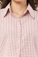 Dusty Rose Gingham Boxy Shirt & Paperbag Shorts Co-ord Set