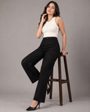 Pleated High-Waist Wide-Leg Cotton Twill Trousers – Black