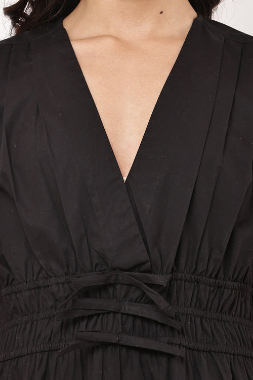 Noira Black Mini Dress - Neckline Detail Close-up
