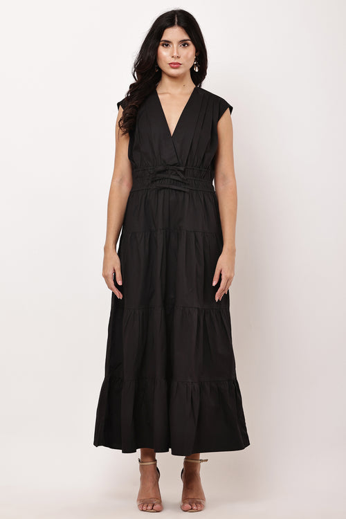 Noira Black Sleeveless Dress - Full Body View
