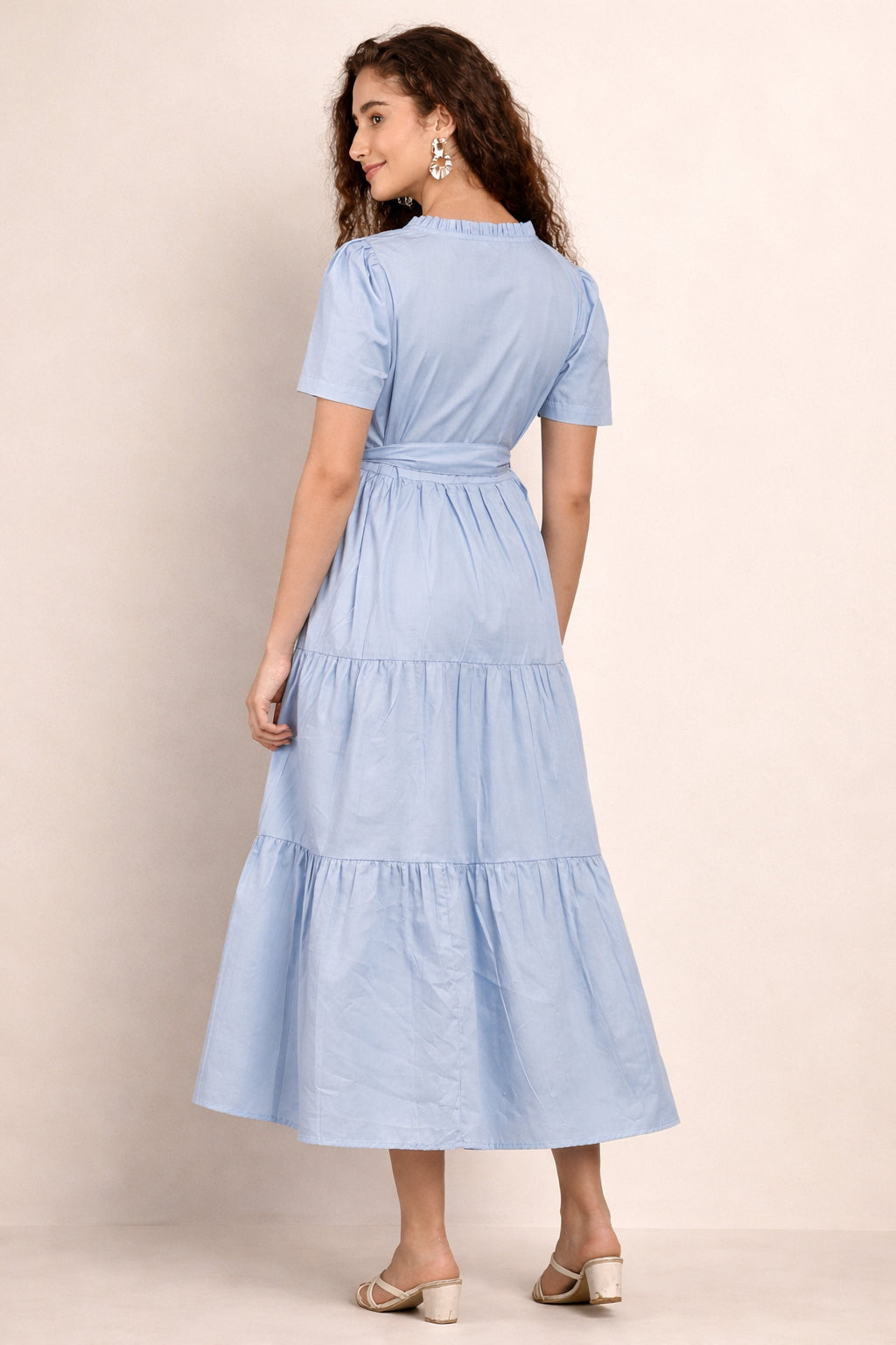 Liora Mist Sky Blue Tiered Maxi Dress