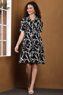Ink Whisper Black Abstract Print Mini Dress - Front View
