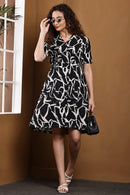 Ink Whisper Black Mini Dress - Full Body View
