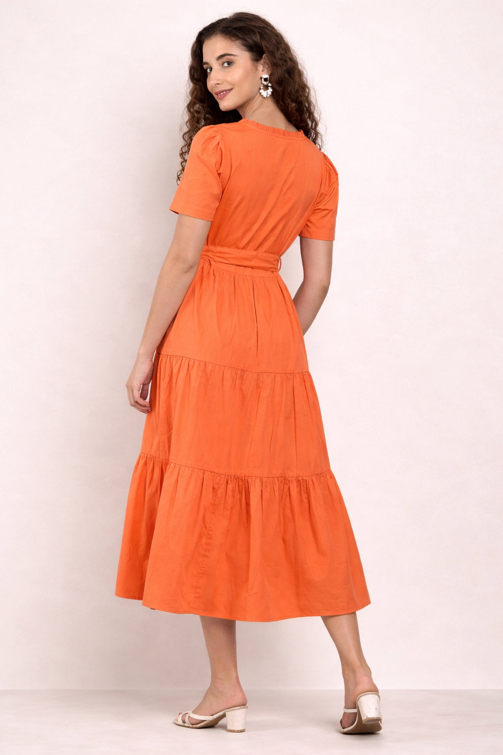 Maeve Bright Orange Tiered Maxi Dress